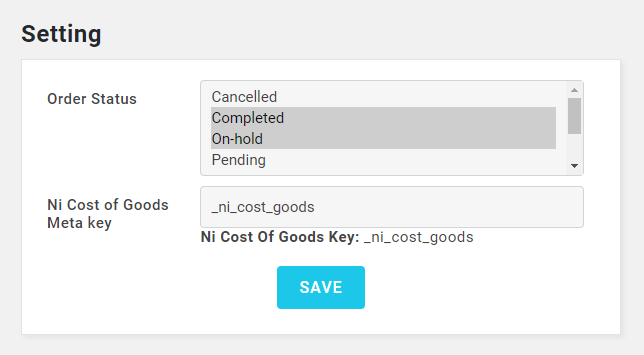 Cost of Goods Setting